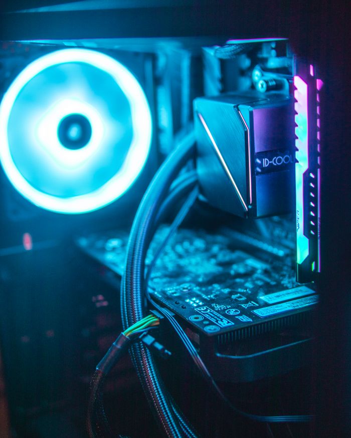gallery-3 Vibrant RGB lighting on modern computer hardware components inside a desktop.